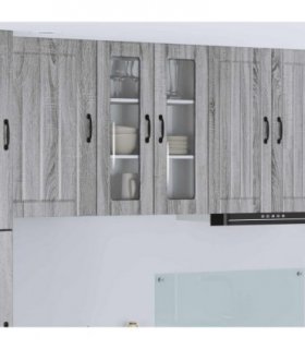 vidaXL Wall Glass Cabinet LUCCA Grey Sonoma 60 x 31 x 80 cm — Model: 1x wall glass cabinet (2 doors)