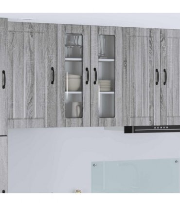vidaXL Wall Glass Cabinet LUCCA Grey Sonoma 60 x 31 x 80 cm — Model: 1x wall glass cabinet (2 doors)