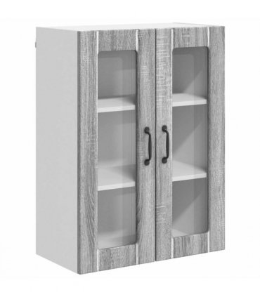 vidaXL Wall Glass Cabinet LUCCA Grey Sonoma 60 x 31 x 80 cm — Model: 1x wall glass cabinet (2 doors)
