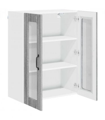 vidaXL Wall Glass Cabinet LUCCA Grey Sonoma 60 x 31 x 80 cm — Model: 1x wall glass cabinet (2 doors)