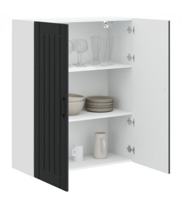 vidaXL Wall Cabinet LUCCA Black 80 x 31 x 100 cm Engineered Wood — Model: 1x wall cabinet (2 doors)