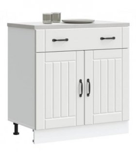 vidaXL Kitchen Base Cabinet Lucca White Engineered Wood — Size: 80 x 46 x 81.5 cm, Model: 1x bottom cabinet (2 doors 1 drawer)