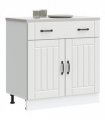 vidaXL Kitchen Base Cabinet Lucca White Engineered Wood — Size: 80 x 46 x 81.5 cm, Model: 1x bottom cabinet (2 doors 1 drawer)