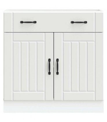 vidaXL Kitchen Base Cabinet Lucca White Engineered Wood — Size: 80 x 46 x 81.5 cm, Model: 1x bottom cabinet (2 doors 1 drawer)