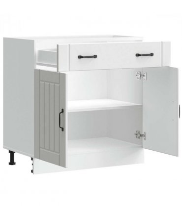 vidaXL Kitchen Base Cabinet Lucca White Engineered Wood — Size: 80 x 46 x 81.5 cm, Model: 1x bottom cabinet (2 doors 1 drawer)