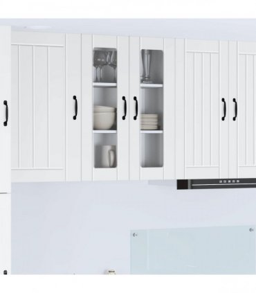 vidaXL Wall Glass Cabinet LUCCA White 60 x 31 x 80 cm Engineered Wood — Model: 1x wall glass cabinet (2 doors)