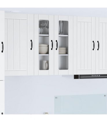 vidaXL Wall Glass Cabinet LUCCA White 60 x 31 x 80 cm Engineered Wood — Model: 1x wall glass cabinet (2 doors)