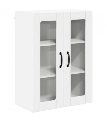 vidaXL Wall Glass Cabinet LUCCA White 60 x 31 x 80 cm Engineered Wood — Model: 1x wall glass cabinet (2 doors)