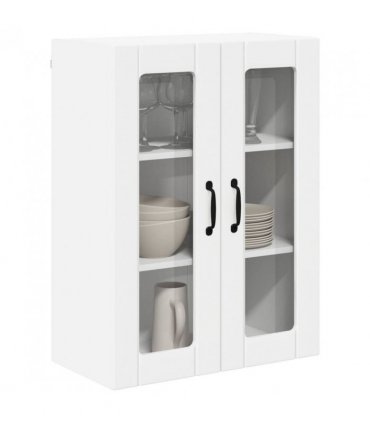 vidaXL Wall Glass Cabinet LUCCA White 60 x 31 x 80 cm Engineered Wood — Model: 1x wall glass cabinet (2 doors)