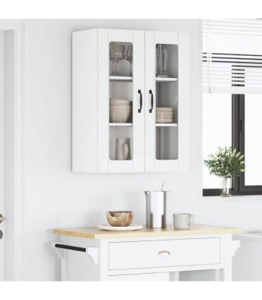 vidaXL Wall Glass Cabinet LUCCA White 60 x 31 x 80 cm Engineered Wood — Model: 1x wall glass cabinet (2 doors)