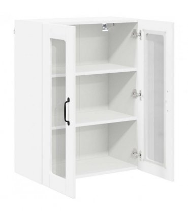 vidaXL Wall Glass Cabinet LUCCA White 60 x 31 x 80 cm Engineered Wood — Model: 1x wall glass cabinet (2 doors)