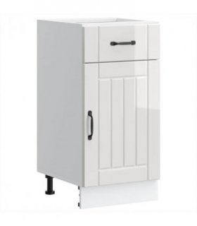 vidaXL Kitchen Base Cabinet Lucca High Gloss White Enginee — Size: 40 x 46 x 81.5 cm, Model: 1x bottom cabinet (1 door 1 drawer)