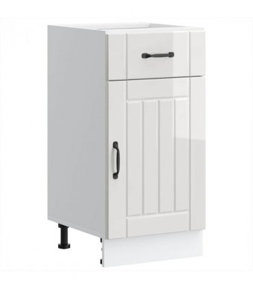 vidaXL Kitchen Base Cabinet Lucca High Gloss White Enginee — Size: 40 x 46 x 81.5 cm, Model: 1x bottom cabinet (1 door 1 drawer)