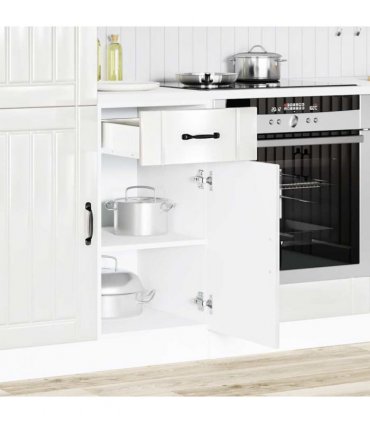 vidaXL Kitchen Base Cabinet Lucca High Gloss White Enginee — Size: 40 x 46 x 81.5 cm, Model: 1x bottom cabinet (1 door 1 drawer)