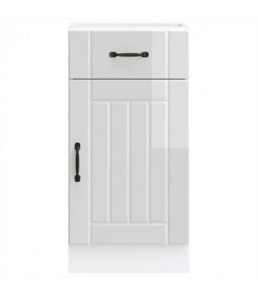 vidaXL Kitchen Base Cabinet Lucca High Gloss White Enginee — Size: 40 x 46 x 81.5 cm, Model: 1x bottom cabinet (1 door 1 drawer)