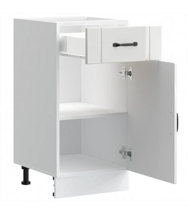 vidaXL Kitchen Base Cabinet Lucca High Gloss White Enginee — Size: 40 x 46 x 81.5 cm, Model: 1x bottom cabinet (1 door 1 drawer)