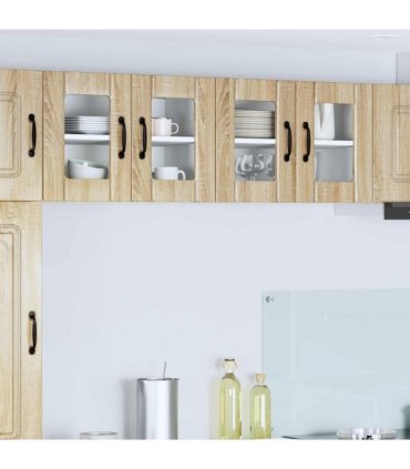 vidaXL Wall Glass Cabinet LUCCA Sonoma Oak 60 x 31 x 40 cm — Model: 1x wall glass cabinet (2 doors)