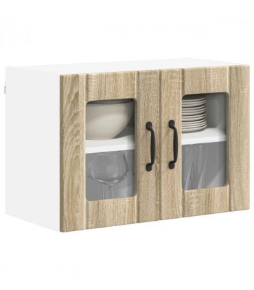vidaXL Wall Glass Cabinet LUCCA Sonoma Oak 60 x 31 x 40 cm — Model: 1x wall glass cabinet (2 doors)