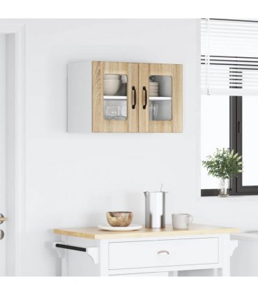 vidaXL Wall Glass Cabinet LUCCA Sonoma Oak 60 x 31 x 40 cm — Model: 1x wall glass cabinet (2 doors)
