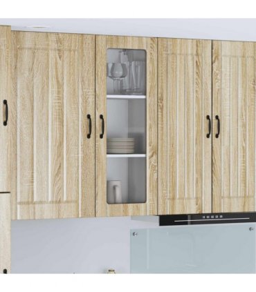 vidaXL Wall Glass Cabinet LUCCA Sonoma Oak 40 x 31 x 100 cm — Model: 1x wall glass cabinet (1 door)