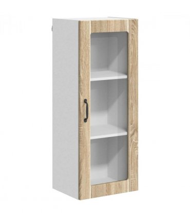 vidaXL Wall Glass Cabinet LUCCA Sonoma Oak 40 x 31 x 100 cm — Model: 1x wall glass cabinet (1 door)