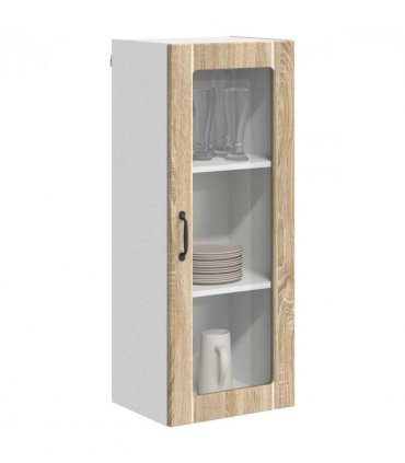 vidaXL Wall Glass Cabinet LUCCA Sonoma Oak 40 x 31 x 100 cm — Model: 1x wall glass cabinet (1 door)