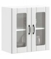 vidaXL Kitchen Wall Cabinet with Glass Door Lucca White Engineer — Size: 60 x 31 x 60 cm, Model: 1x wall glass cabinet (2 doors)