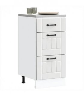vidaXL Kitchen Base Cabinet Lucca White Engineered Wood — Size: 40 x 46 x 81.5 cm, Model: 1x bottom cabinet (3 drawers)