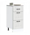 vidaXL Kitchen Base Cabinet Lucca White Engineered Wood — Size: 40 x 46 x 81.5 cm, Model: 1x bottom cabinet (3 drawers)