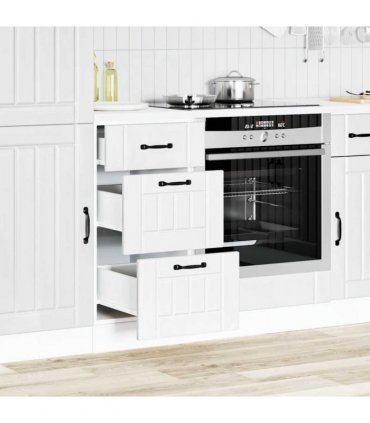 vidaXL Kitchen Base Cabinet Lucca White Engineered Wood — Size: 40 x 46 x 81.5 cm, Model: 1x bottom cabinet (3 drawers)
