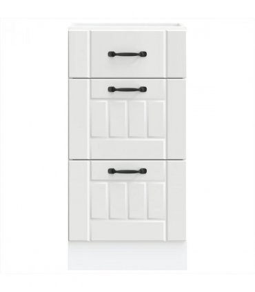 vidaXL Kitchen Base Cabinet Lucca White Engineered Wood — Size: 40 x 46 x 81.5 cm, Model: 1x bottom cabinet (3 drawers)