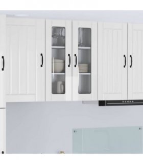vidaXL Wall Glass Cabinet LUCCA High Gloss White 60 x 31 x 80 cm — Model: 1x wall glass cabinet (2 doors)