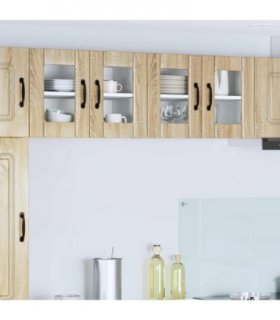 vidaXL Wall Glass Cabinet LUCCA 2 pcs Sonoma Oak 60 x 31 x 40 cm — Model: 2x wall glass cabinet (2 doors)