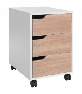 MDF White 3 Drawer Filing Cabinet 40L x 50D x 57.5H cm Compact Size Under Desk