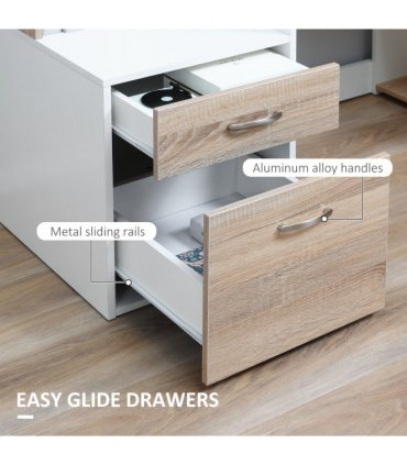 Multi-Storage & Workstation Desk Table Storage Shelves Home Office Oak HOMCOM