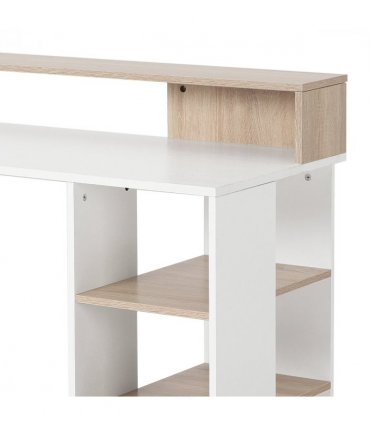 Multi-Storage & Workstation Desk Table Storage Shelves Home Office Oak HOMCOM