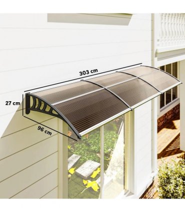 Outsunny Front Door Canopy, Outdoor Awning, Rain Shelter, 303 x 96cm , Brown