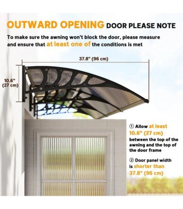 Outsunny Front Door Canopy, Outdoor Awning, Rain Shelter, 303 x 96cm , Brown