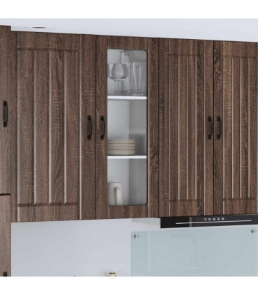 vidaXL Wall Glass Cabinet LUCCA Brown Oak 40 x 31 x 100 cm — Model: 1x wall glass cabinet (1 door)