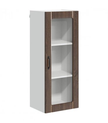vidaXL Wall Glass Cabinet LUCCA Brown Oak 40 x 31 x 100 cm — Model: 1x wall glass cabinet (1 door)