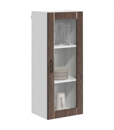 vidaXL Wall Glass Cabinet LUCCA Brown Oak 40 x 31 x 100 cm — Model: 1x wall glass cabinet (1 door)