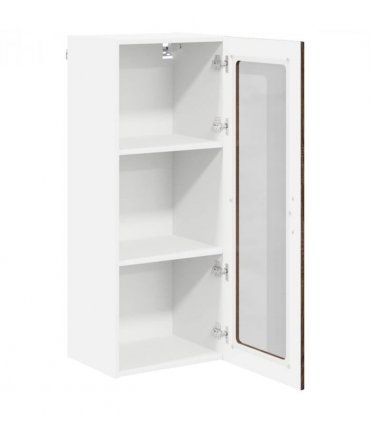vidaXL Wall Glass Cabinet LUCCA Brown Oak 40 x 31 x 100 cm — Model: 1x wall glass cabinet (1 door)