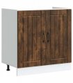 vidaXL Sink Base Cabinet Lucca Smoked Oak Engineered Wood — Size: 80 x 46 x 81.5 cm, Model: 1x bottom cabinet (2 doors)