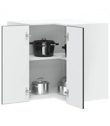vidaXL Kitchen Wall Corner Cabinet Lucca Black Engineered Wood — Size: 57 x 57 x 60 cm, Model: 1x wall corner cabinet