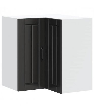 vidaXL Kitchen Wall Corner Cabinet Lucca Black Engineered Wood — Size: 57 x 57 x 60 cm, Model: 1x wall corner cabinet