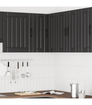 vidaXL Kitchen Wall Corner Cabinet Lucca Black Engineered Wood — Size: 57 x 57 x 60 cm, Model: 1x wall corner cabinet