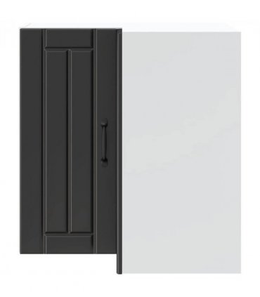 vidaXL Kitchen Wall Corner Cabinet Lucca Black Engineered Wood — Size: 57 x 57 x 60 cm, Model: 1x wall corner cabinet