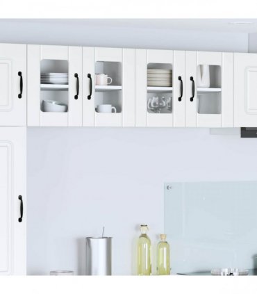 vidaXL Wall Glass Cabinet LUCCA 2 pcs White 60 x 31 x 40 cm — Model: 2x wall glass cabinet (2 doors)