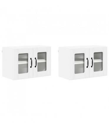 vidaXL Wall Glass Cabinet LUCCA 2 pcs White 60 x 31 x 40 cm — Model: 2x wall glass cabinet (2 doors)