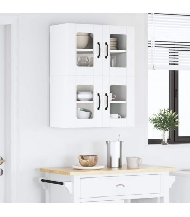 vidaXL Wall Glass Cabinet LUCCA 2 pcs White 60 x 31 x 40 cm — Model: 2x wall glass cabinet (2 doors)